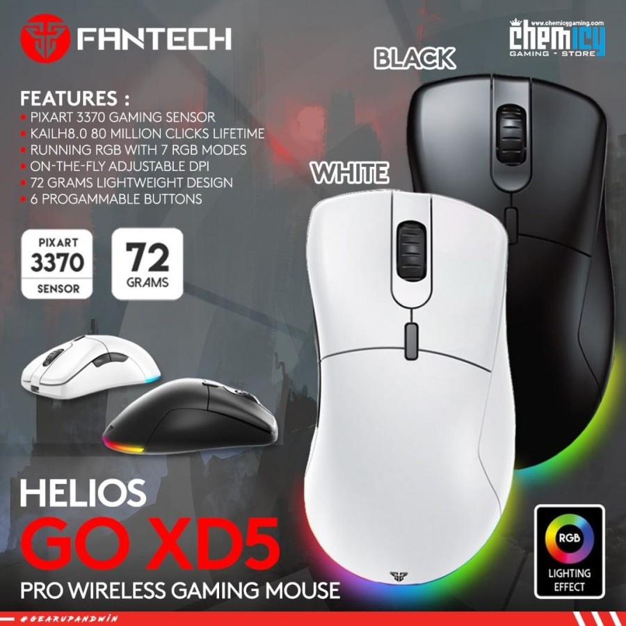 Fantech Helios XD5 GO Wireless RGB Lightweight Gaming Mouse