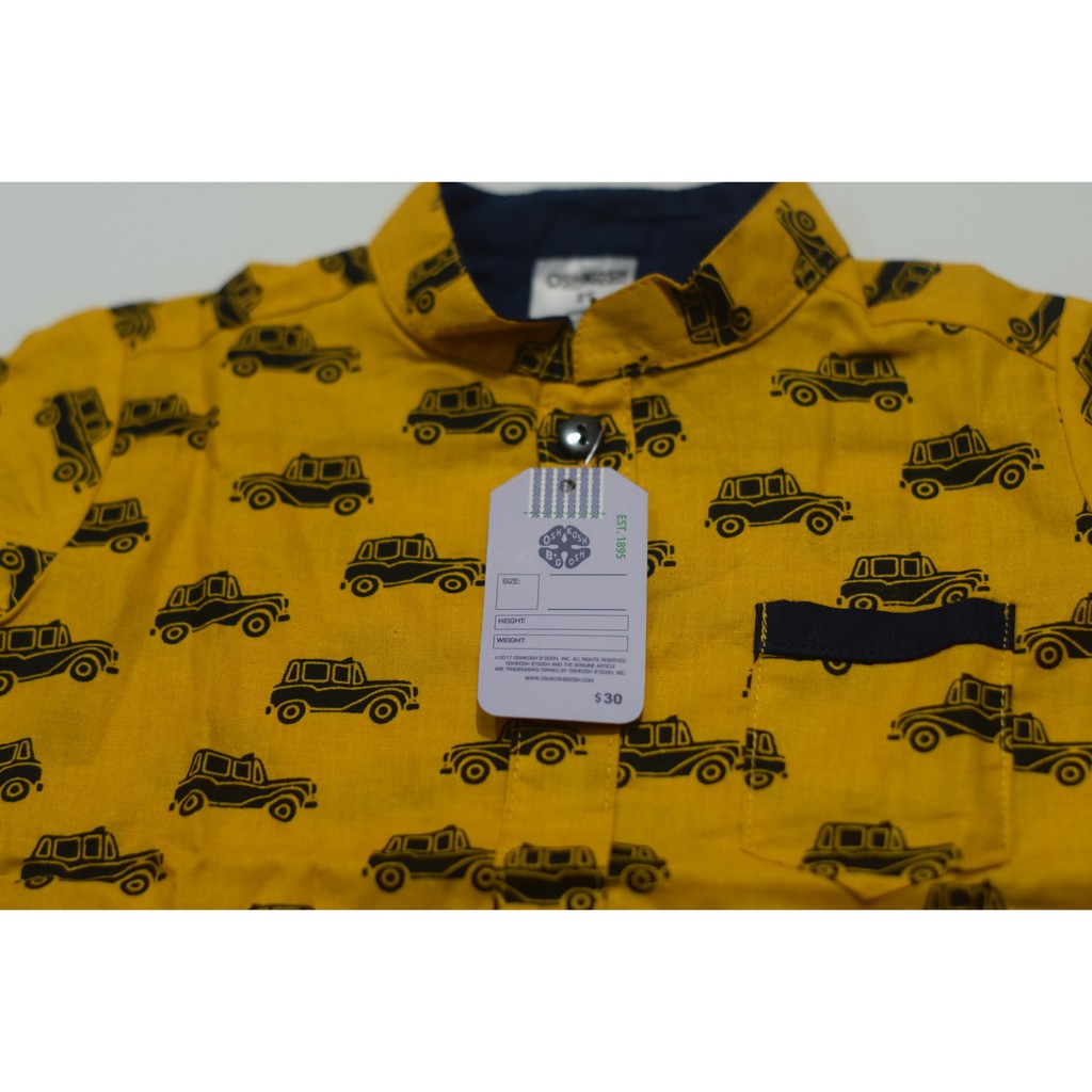 COD TERLARIS KEMEJA KOKO ANAK MOBIL KUNING usia 1-4 tahun-1
