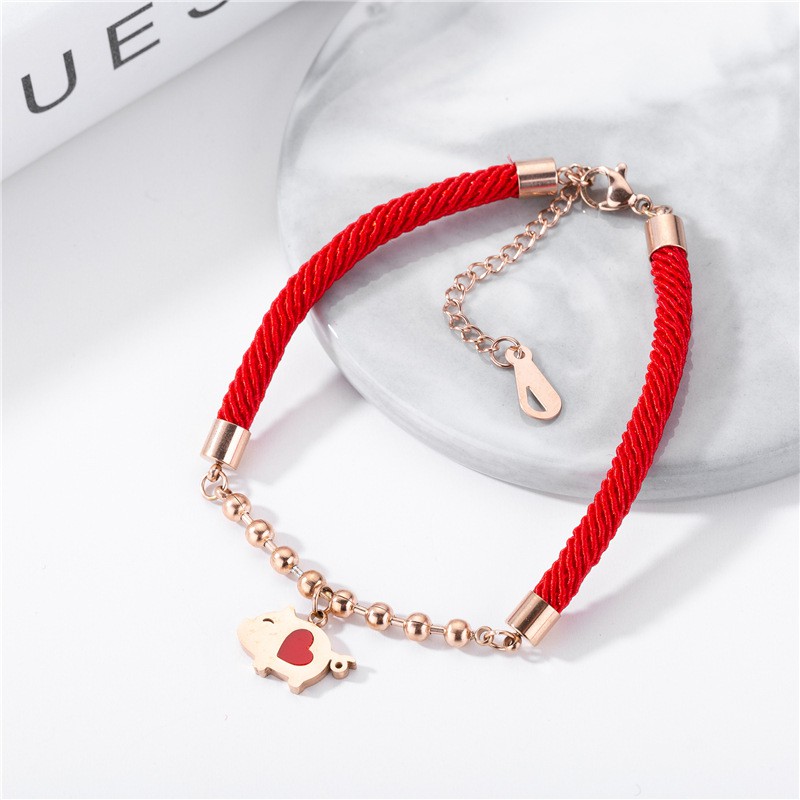 Gelang Bracelet Wanita Titanium Korea Cocok Hadiah GK066 elegant motif babi lucu