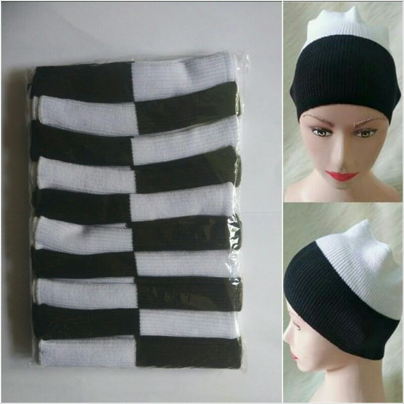 ciput rajut hitam putih /daleman hijab hitam putih /iner kerudung hitam putih