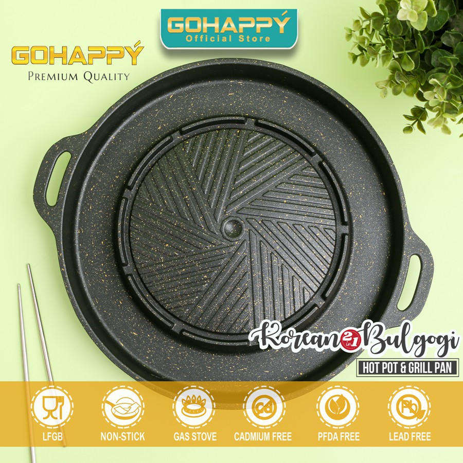 Alat Grill Pan Mookata Bulgogi 2 in 1 Premium Griller Go happy panggangan shabu Shabu steamboat call