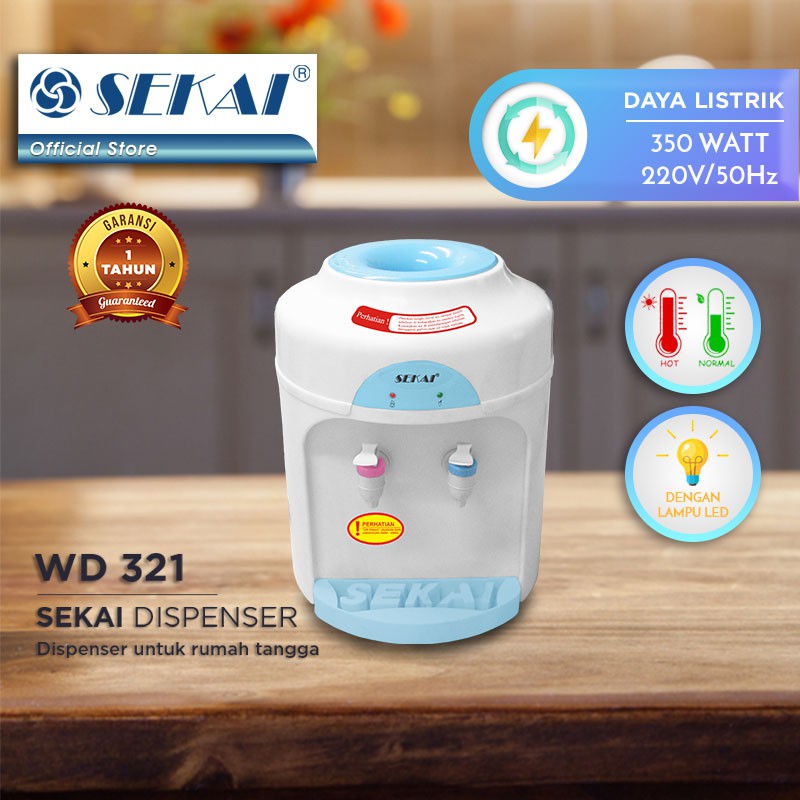 Sekai Dispenser Air Panas &amp; Normal WD 321 NH Led Lampu Malam 350 watt