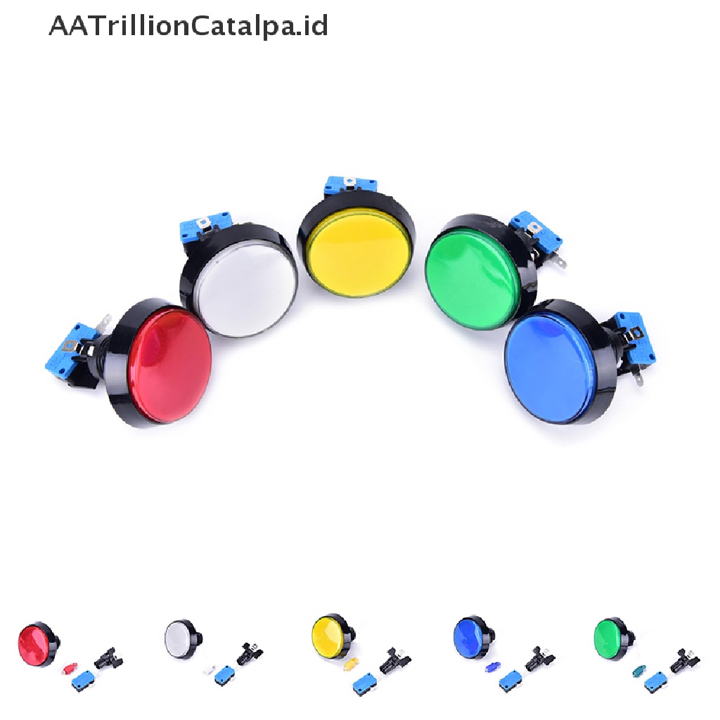 Aatrillioncatalpa 60mm Tombol Tekan Bulat Besar Dengan Lampu LED Untuk Game Arcade