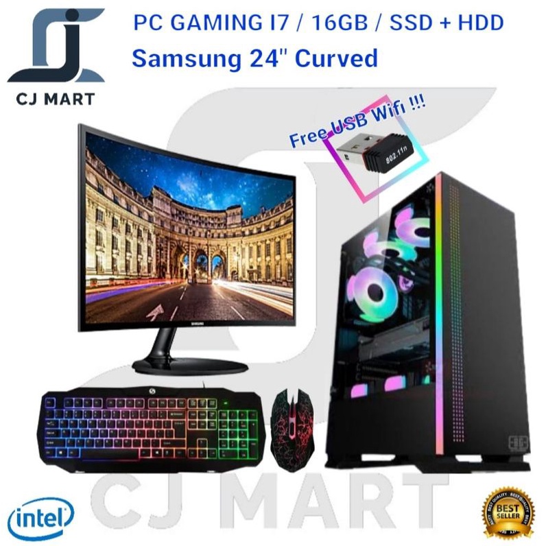 PC GAMING CORE I7 / 16GB / SSD + HDD / LED 24&quot; CURVED SAMSUNG / PC GAMING / i7