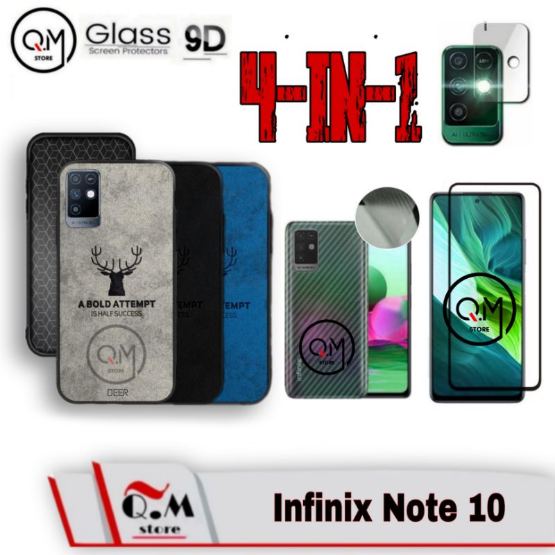 PROMO PAKET 4 IN1 Case Infinix Hot 11S NFC / Infinix Note 10 / Note 10 Pro / Note 10 Pro NFC Softcase DEER TPU