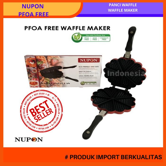 Panci Cetakan Kue Waffle Maker PFOA Free Nupon Anti Lengket Non stick