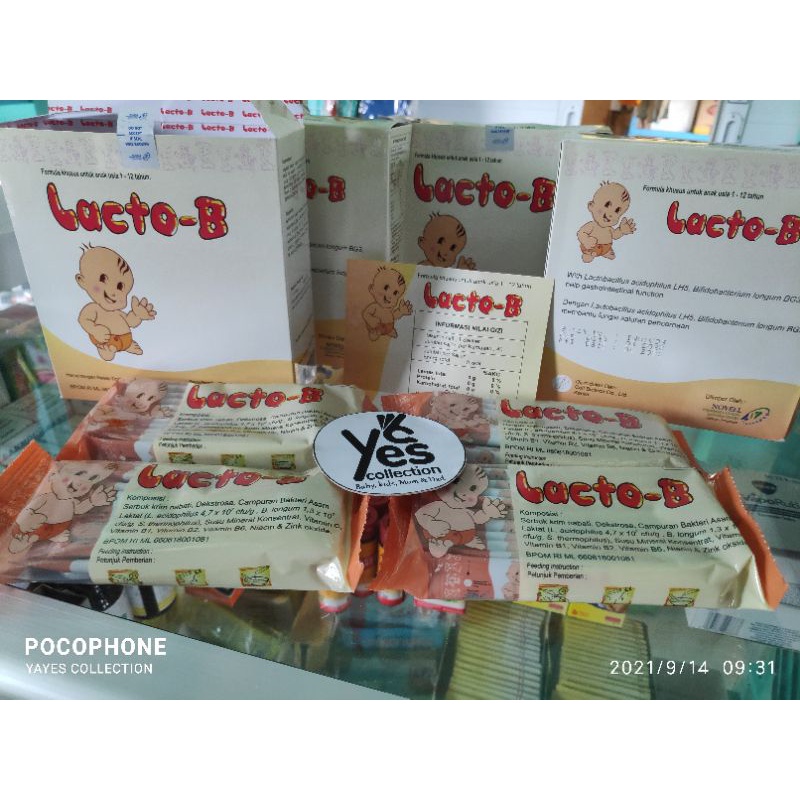 Lacto B Probiotik untuk diare &amp; Pencernaan 1 - 12 tahun anak baby Sachet 1 PCS Serbuk krim Nabati