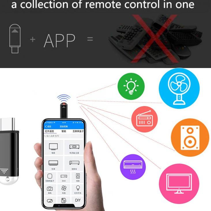 Promo Hemat Mini Remote Control 8-15m Wireless Infrared untuk Mobile Phone Android  Type-C