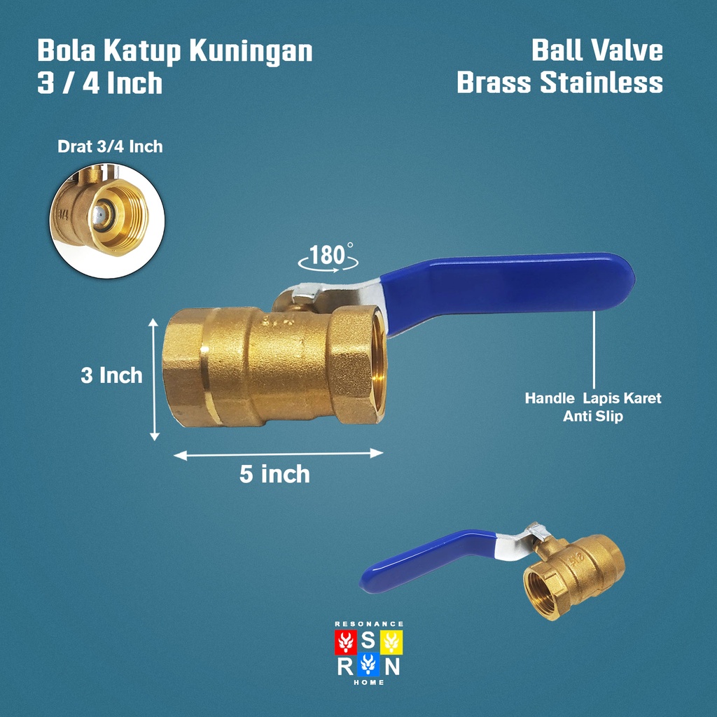 Stop Kran Kuningan 3/4 Inch / Bola Katup Resonance Home