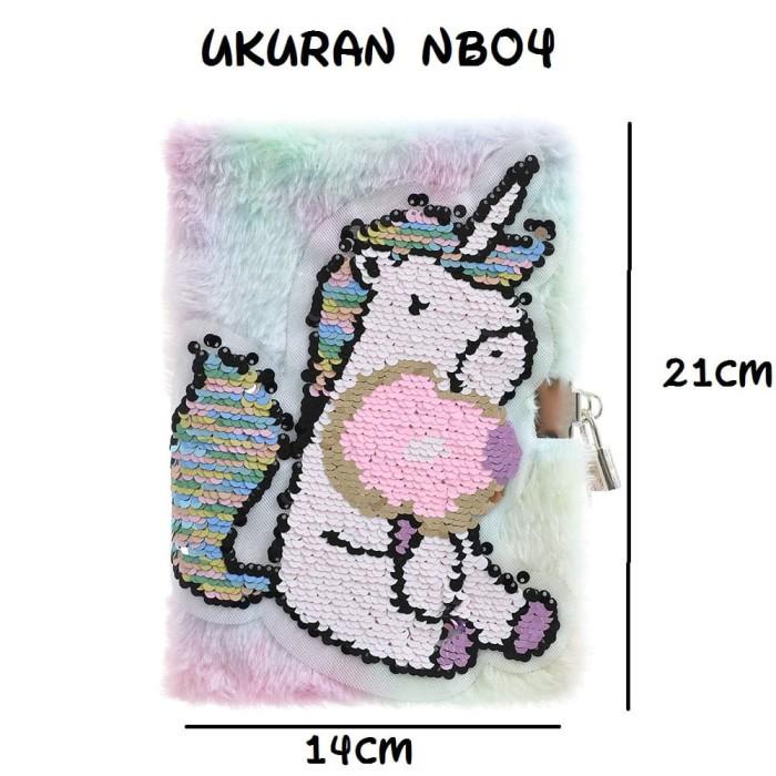 

Notebook unicorn buku tulis agenda diary fur bulu sequin NB04