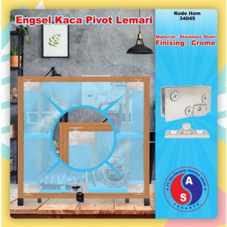 Engsel Kaca Jepit BESAR / Stainless Pivot Lemari Pintu Kaca
