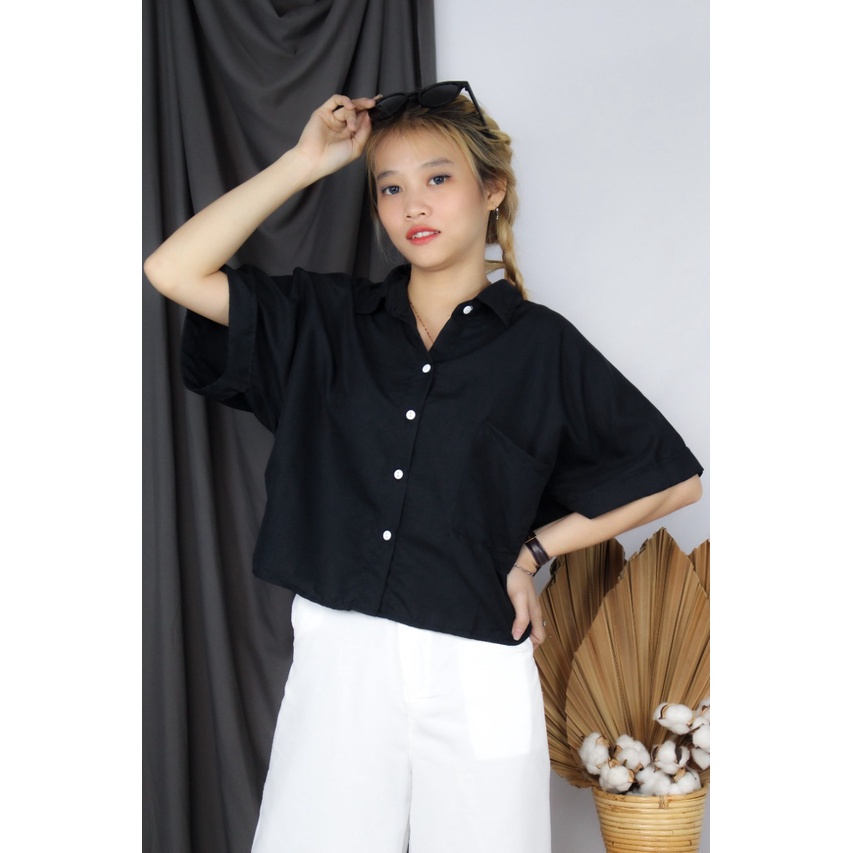 Tq88indonesia Kemeja Wanita Lengan Pendek / Purcica Oversize Comfy Shirt / Kemeja Polos Cewek /. Kem / Baju Santai Wanita / Ootd / Outfit