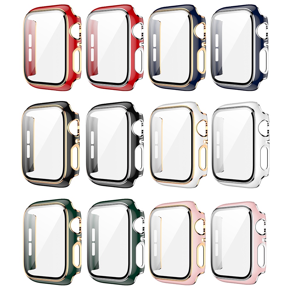 Duawarna Cover Pelindung Plating PC Untuk Apple Watch Case Untuk iWatch Series7 /2 /3 /4 /5 /6/SE Untuk iWatch bumper 41mm 45mm 38mm 40mm 42mm 44mm