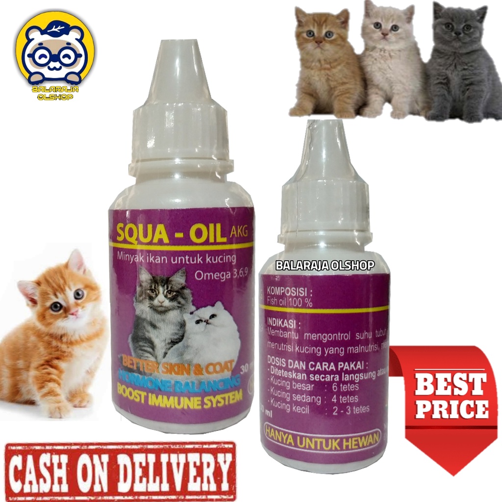 VITAMIN KUCING KITTEN PENAMBAH NAFSU MAKAN DAN PENUMBUH BULU MINYAK IKAN SQUA OIL