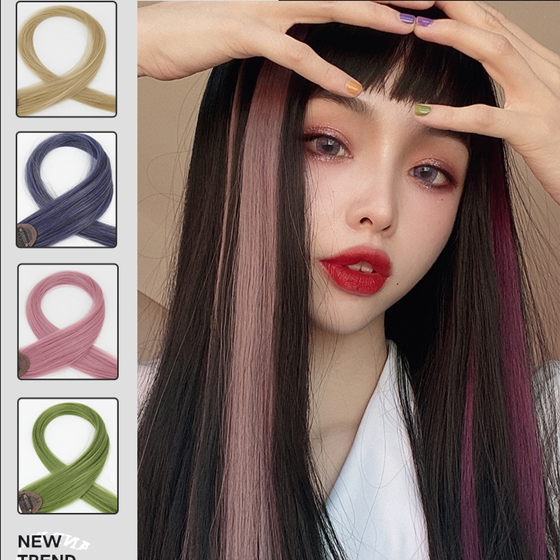 We Flower Wig / Rambut Palsu Sambung Model Lurus Panjang 50cm Warna Gradasi Untuk Wanita