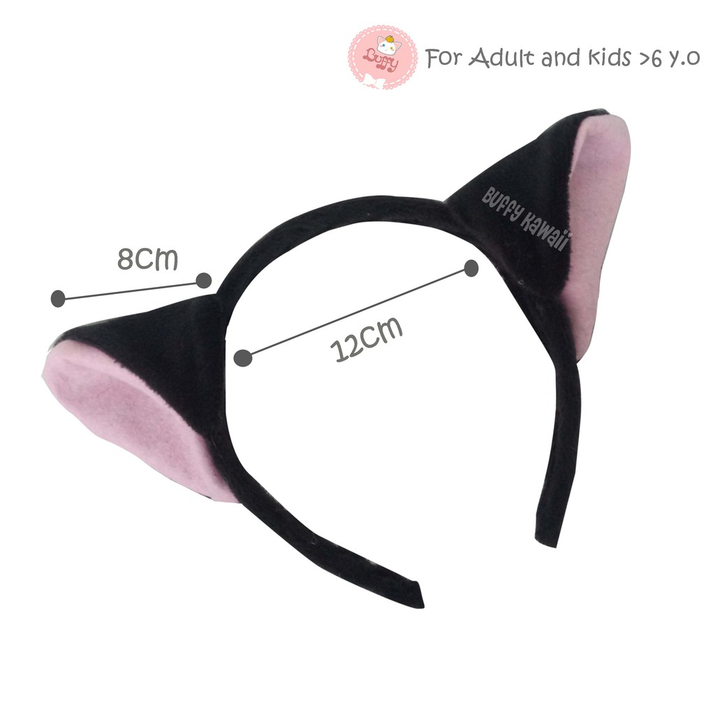 Bando kucing polos nekomimi velboa neko cosplay cat ears simple daily fashion kawaii halloween