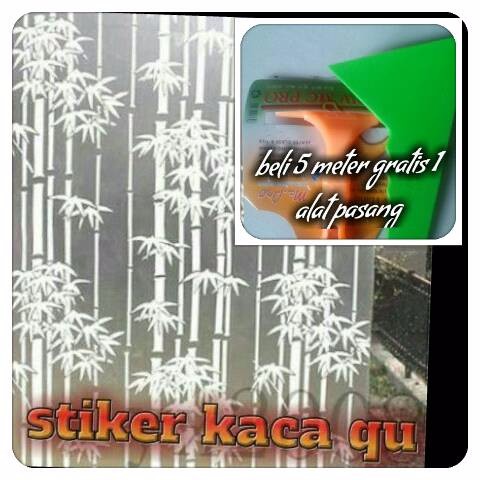 stiker kaca motif bambu