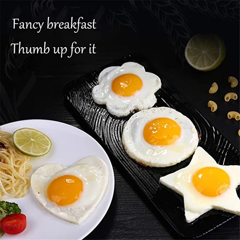 5pcs / Set Cetakan Omelet / Pancake / Roti / Pastry Bentuk Kartun Hati / Bulat / Bintang Bahan Stainless Steel