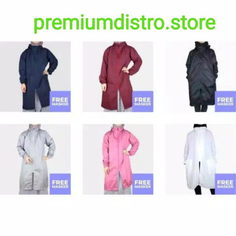| Premium Long Jacket | Jaket Sweater Hoodie Hijaber Wanita Anti Air Murah Parasut Original Awet