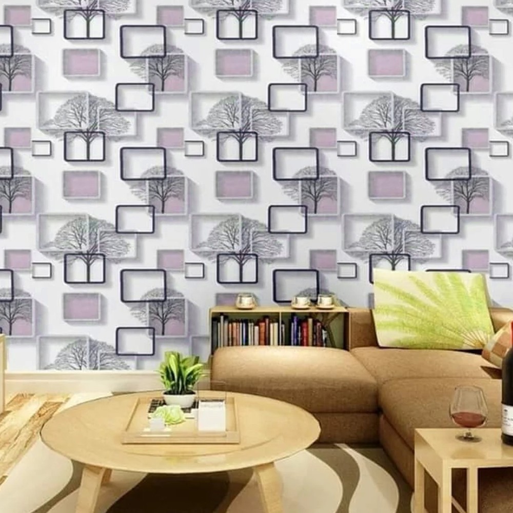 WALLPAPER STICKER DINDING MINIMALIS MOTIF UKURAN 45CMX10M S6051-1 KOTAK ABU