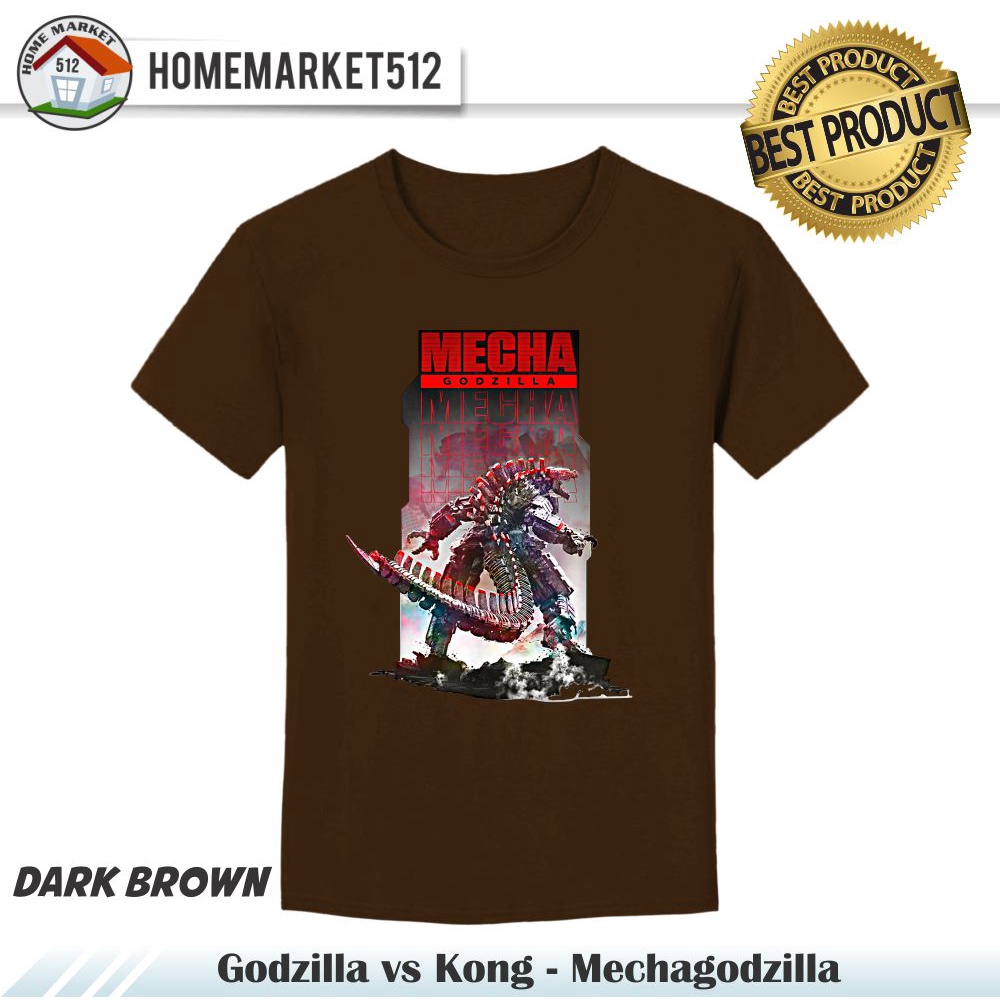 Kaos Pria Godzilla vs Kong - Mechagodzilla Kaos Pria Wanita Premium Dewasa Premium - Size USA : S-XXL    | Homemarket512-DARK BROWN