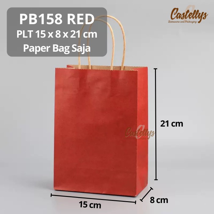 

PB158 RED 5 Pcs Paper Bag Packaging Kue Hampers Hadiah dll