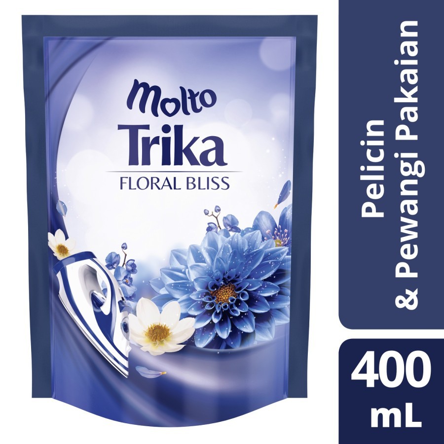 PEWANGI PELICIN BAJU MOLTO TRIKA BLUE FLORAL BLISS 400ML POUCH