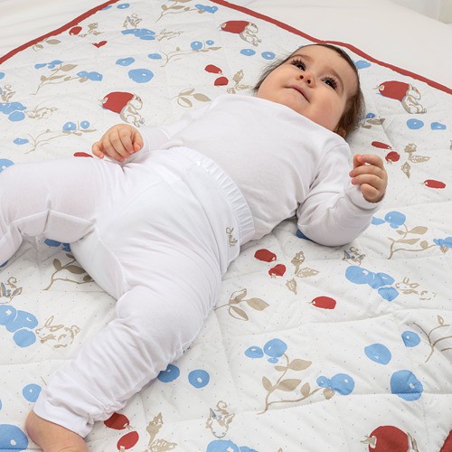 RODHAKE Selimut quilt 96x96 cm pola kelinci blueberi putih merah