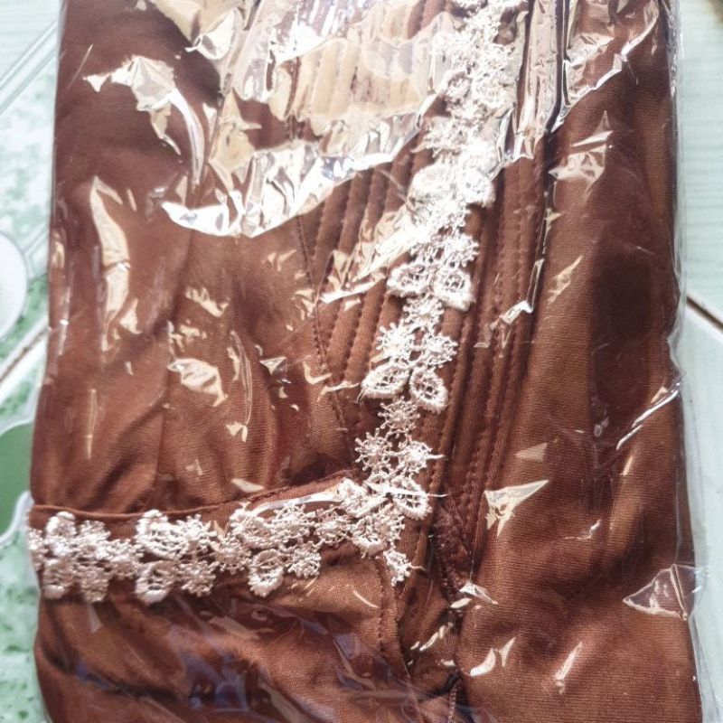 rizfaimelda-(COD)Jilbab Instan Jumbo Serut Renda KupuKupu Hijab Mawadah Jersey-Choco
