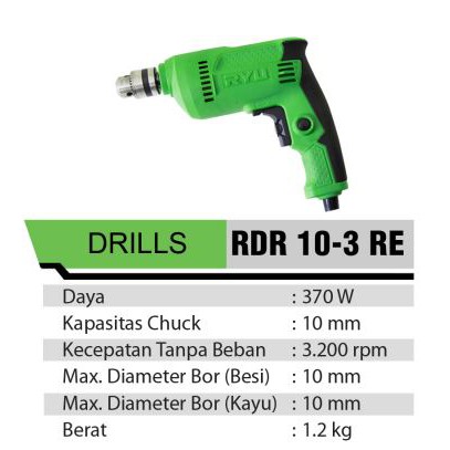 RYU Paket Gerinda Tangan RSG 100-3 Dan Bor 10mm RDR 10-3 RE