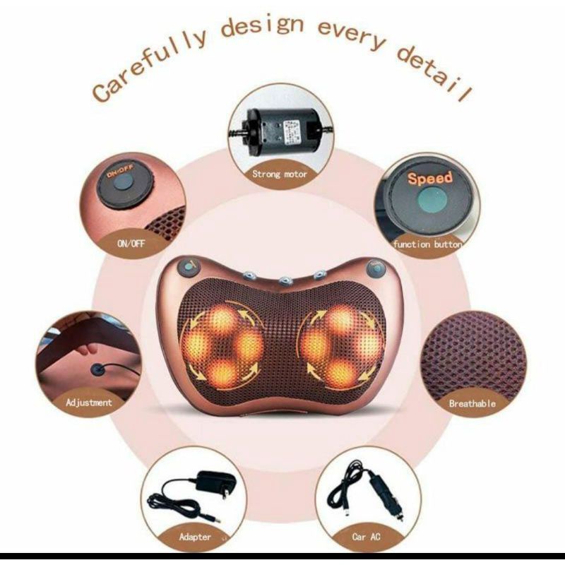 BANTAL PIJAT ELEKTRIK SHIATSU BANTAL PIJAT 8 BOLA