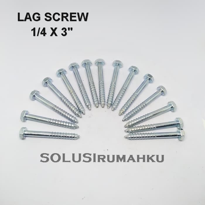 LAG SCREW 1/4 X 3 inch DESK SKRUP 7.5 CM / Deskrup Deck Dekskru Sekrup