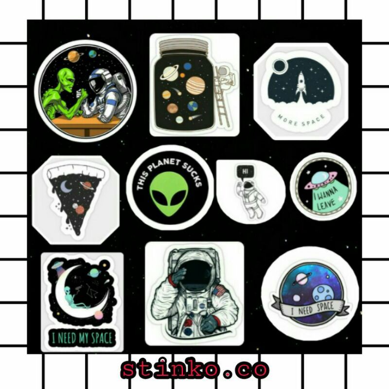 

[30 PCs] STIKER ALIEN/GALAXY/SPACE/ASTRONOT UNTUK LEMARI/LAPTOP/DIARY/JURNAL/SCRAPBOOK