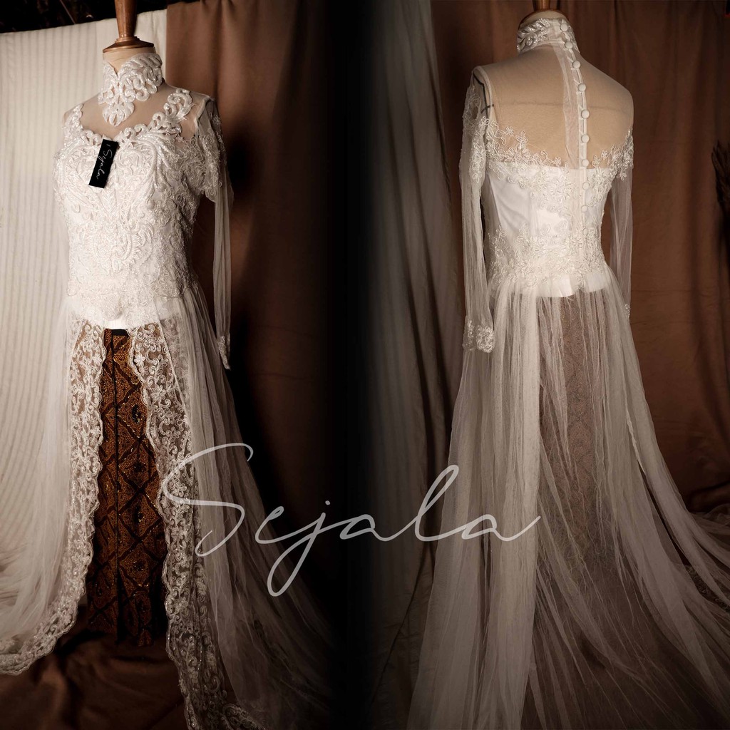 Kebaya Diajeng double tile BW - Kebaya Akad Putih Sejala