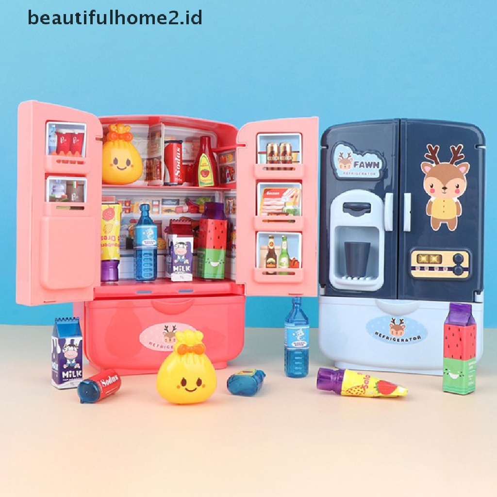 (Beautifulhome2.Id) 1 Set Mainan Kulkas Mini Untuk Anak Bermain Peran