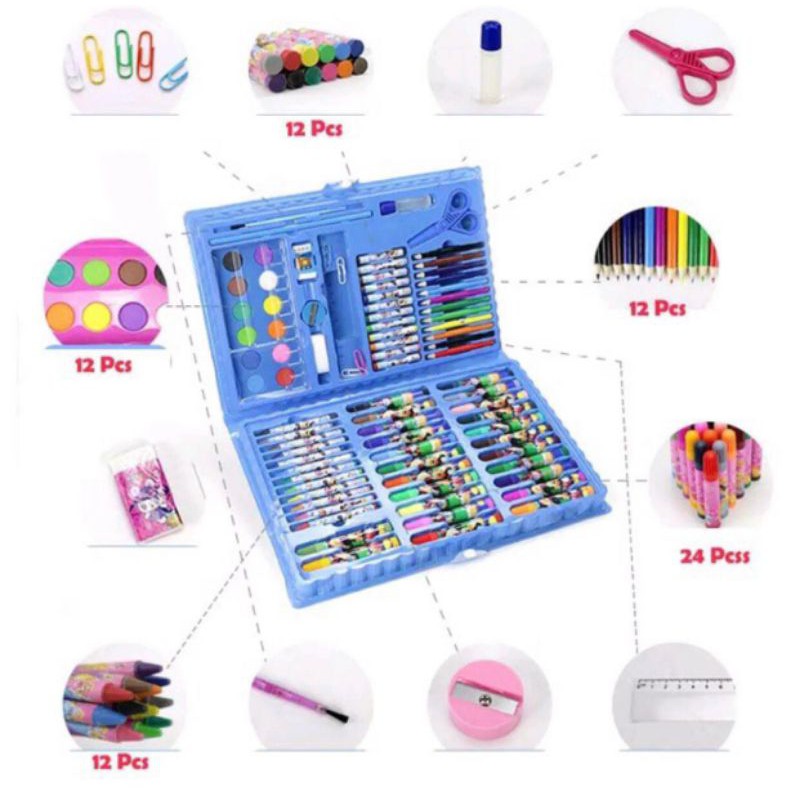 

Crayon Set Koper isi 86 pcs Untuk Mewarnai / Kado Anak Lengkap Warna BIRU HASA