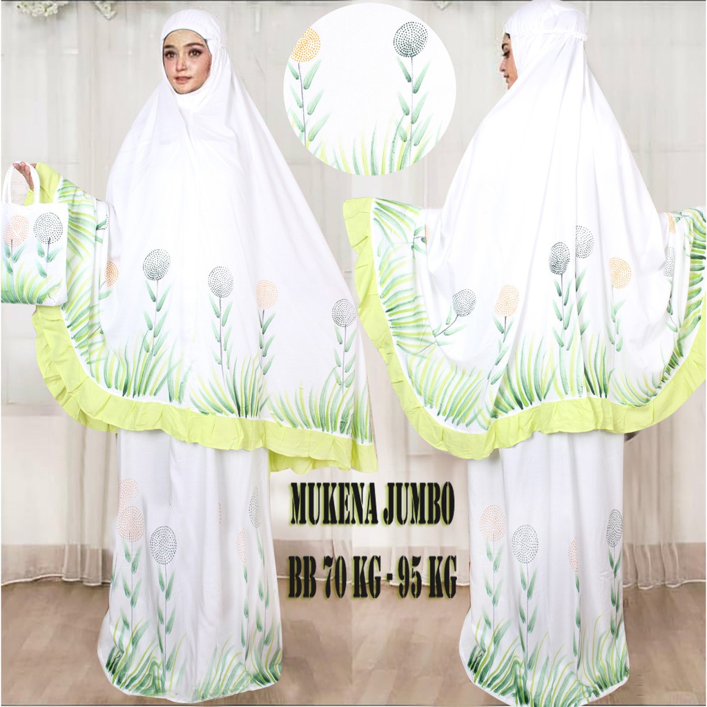 Mukena Bali Mukena Rayon Bahan Adem Fashion Mukena Dewasa Jumbo Lukis Kapas - Biru