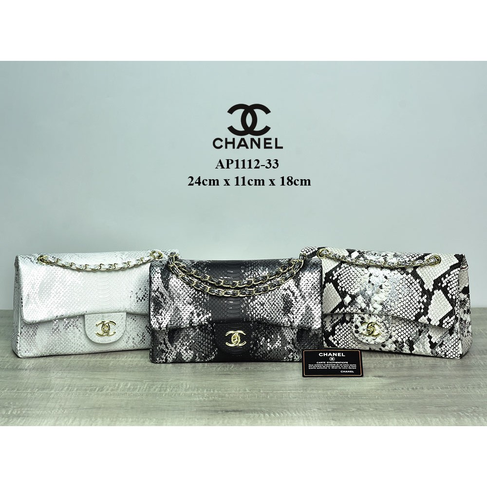 Tas Chanel Classic Flap Medium Python GHW Semi Premium AP1112-33