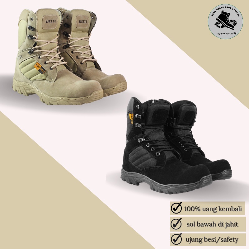 COD - Sepatu Gunung Tactical Pria DLT USA  Sepatu Boots Safety Ujung Besi Hiking Touring Adventure