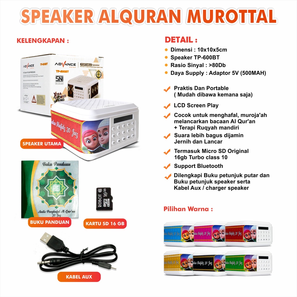 Murotal Speaker Alquran Murottal 30 Juz 16 GB Speaker Quran Murotal Spiker Alquran Murah