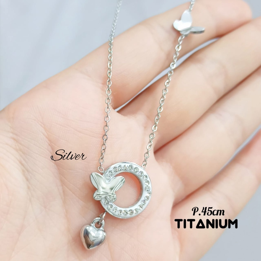 Perhiasan wanita TITANIUM Kalung permata Kupu-kupu Anti karat&amp;Anti Luntur new