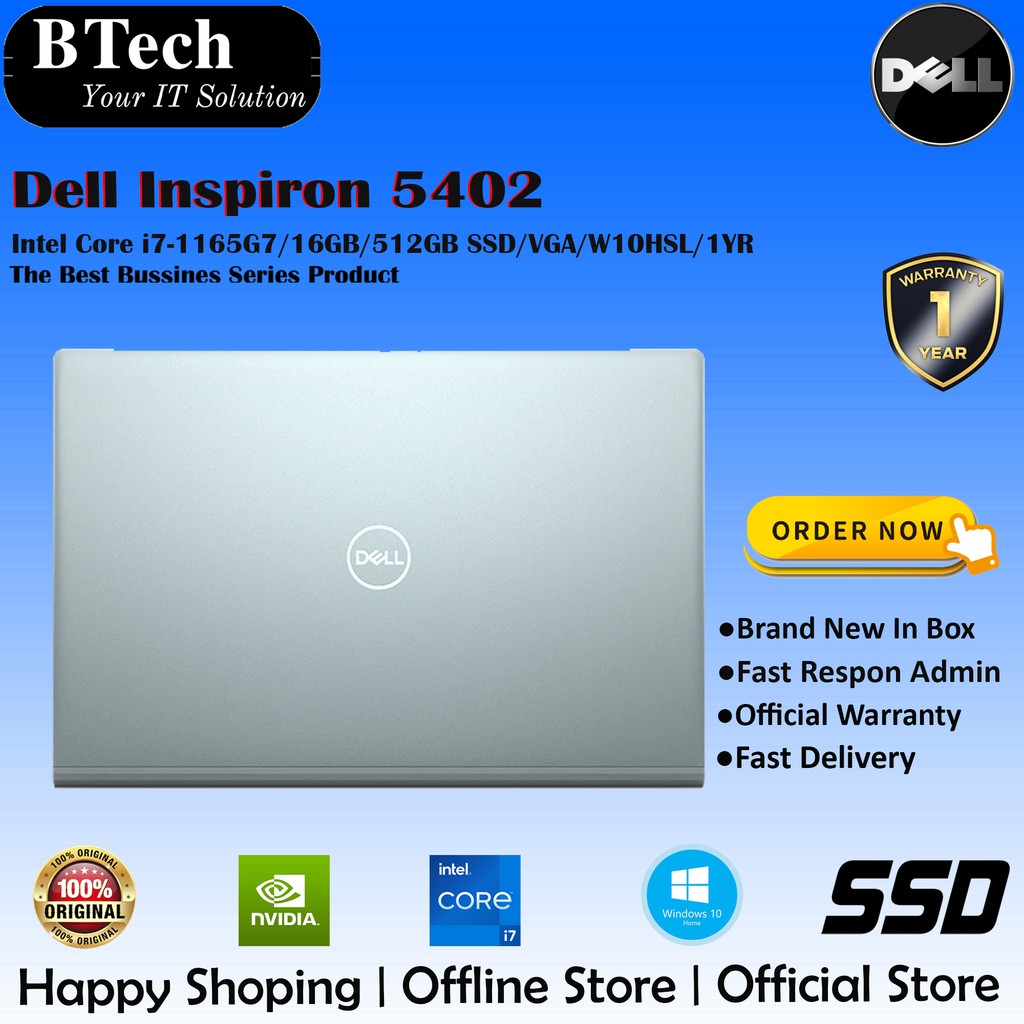 Dell Inspiron 5402 Processor i7-1165G7 16GB 1TB SSD Nvidia W10HOME 1 Yr waranty