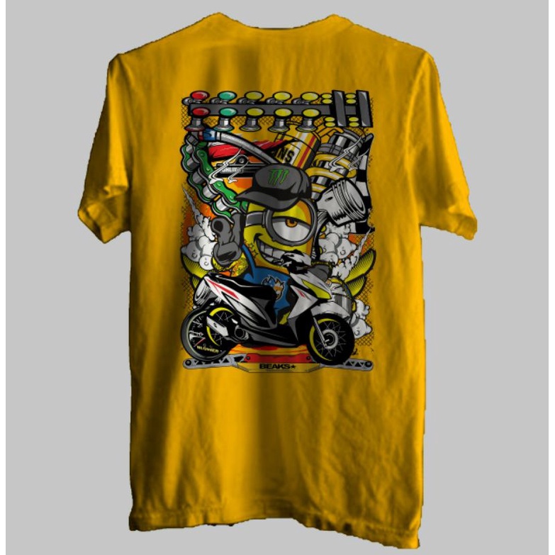 minon kaos sablon minion vario anak motor
