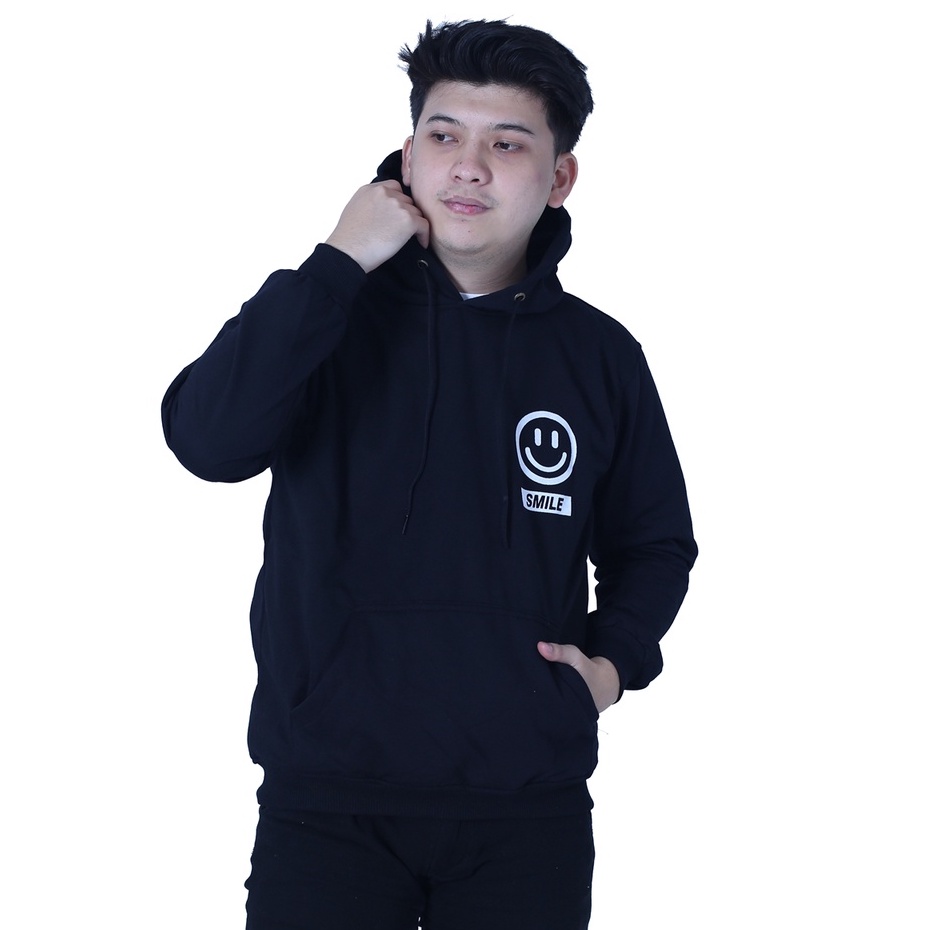 Smile Hoodie Black - Jaket Hoodie Unisex Kekinian