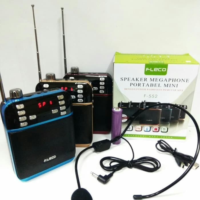 Speaker Pinggang MP3 + Radio + Mic Fleco F558