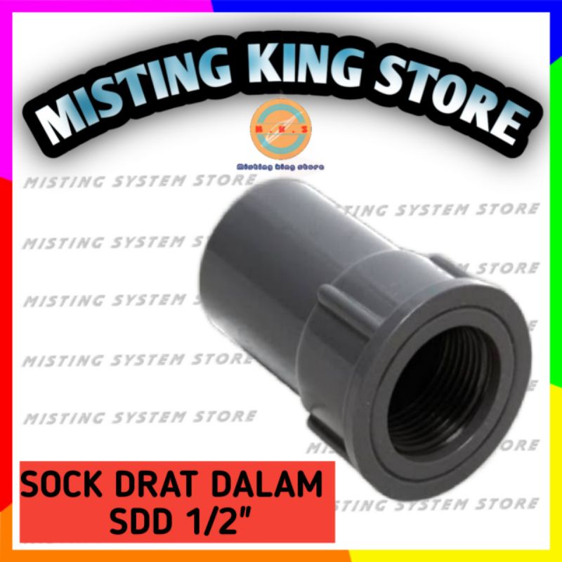 FAUCER SOCKET SOCK DRAT DALAM PVC 1/2 INCH AW SDD UNTUK SAMBUNGAN PIPA SOCK DRAT DALAM SPRINKLER SPRAYER 1/2&quot; BUTTERFLY KUPU KUPU FXP