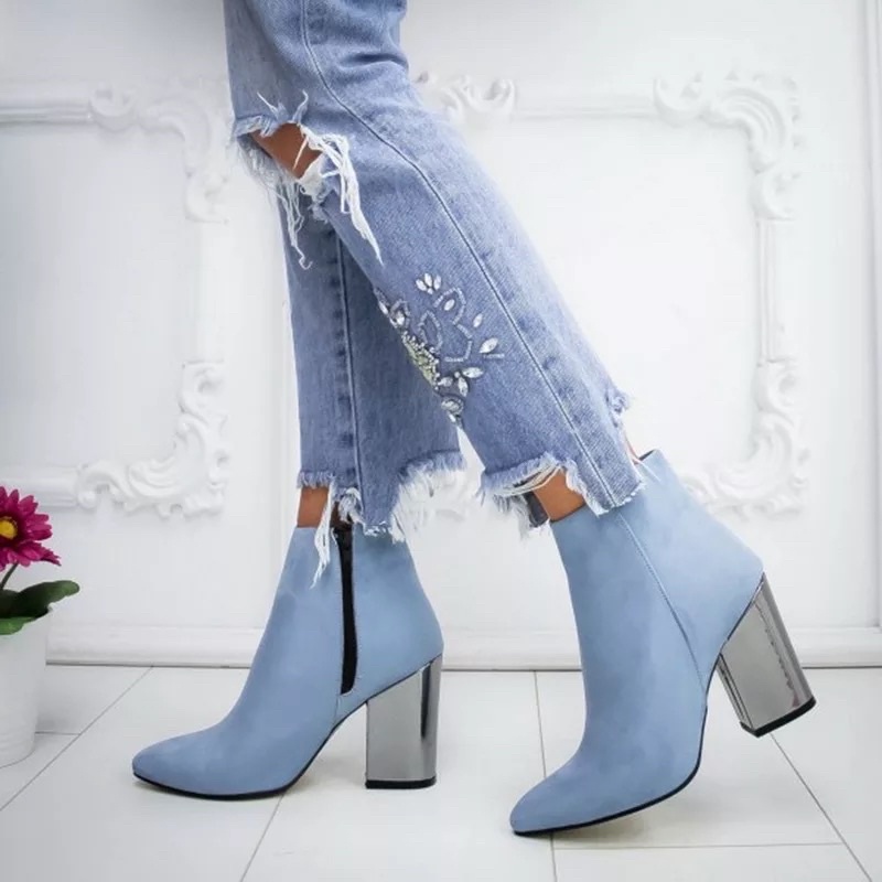 Suede Ankle Heels Boots  Boots Hak tinggi