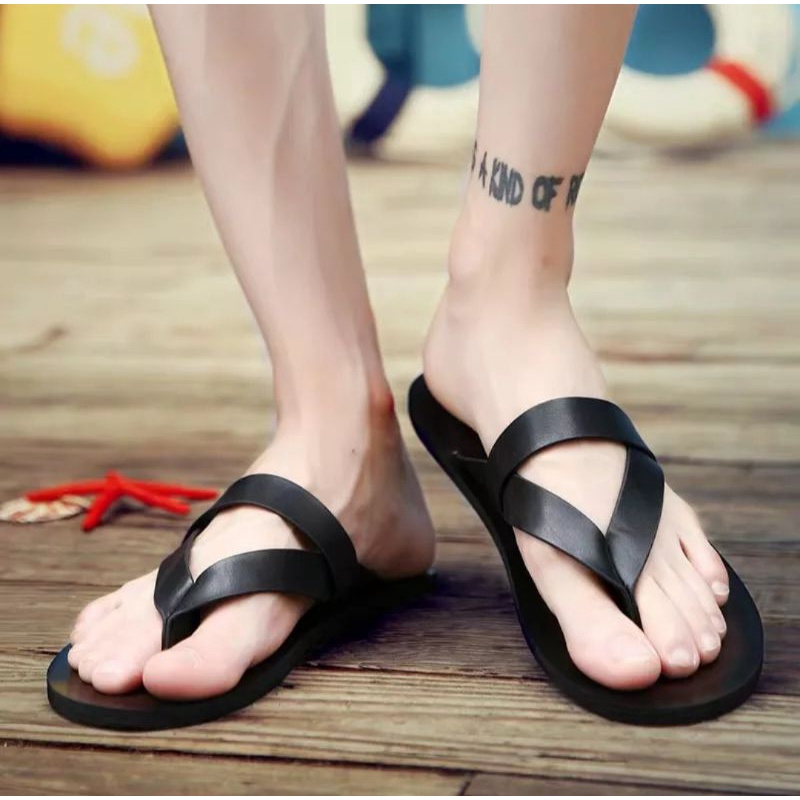 SandalSendal Jepit Kulit Pria High Quality Anti slip Sandal Model Terbaru 2022