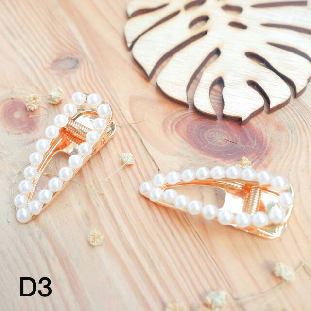 Jepit Rambut Korea Mutiara hair Clip pin Barette Pearl Import isi 1 Kekinian Kode D