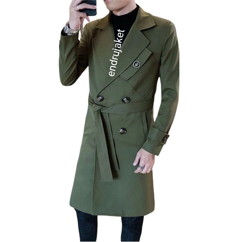 men's Coat pria lengan panjang model kantong gamblok di bagian depan